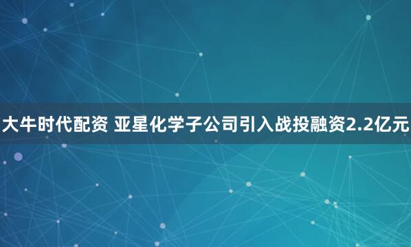 大牛时代配资 亚星化学子公司引入战投融资2.2亿元