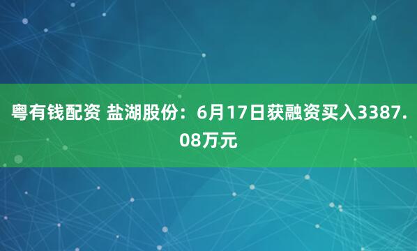 粤有钱配资 盐湖股份：6月17日获融资买入3387.08万元